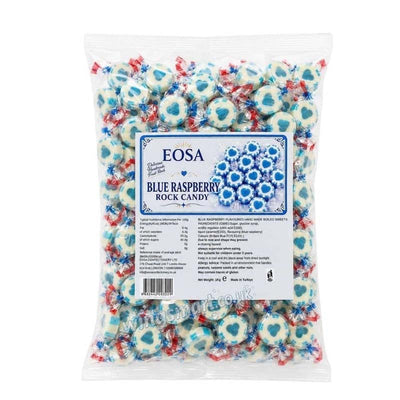 Rock candy Blue Raspberry Hearts 1kg Fullbag
