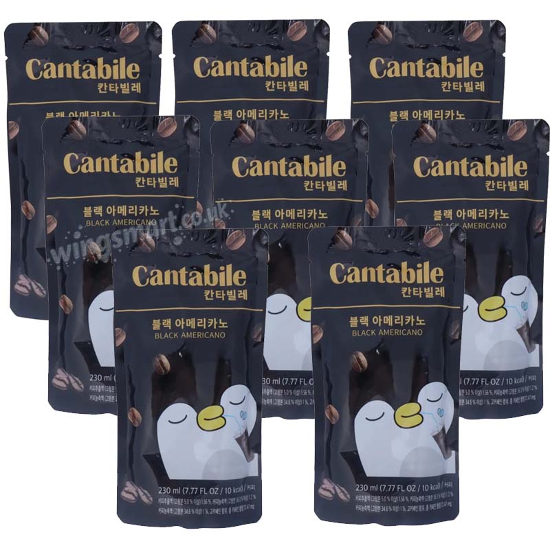 Cantabile Black Americano Pouch 10 x 230ml Full Box Korean Coffee