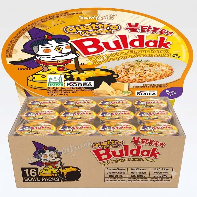 Samyang Buldak Quattro Cheese Big Bowl 105g (8 or 16 Packs)