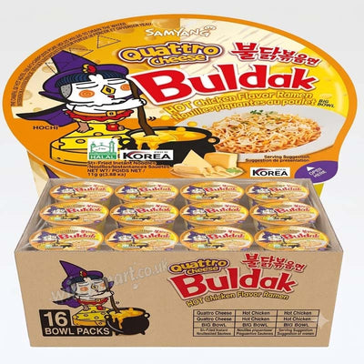 Samyang Buldak Quattro Cheese Big Bowl 105g (8 or 16 Packs)