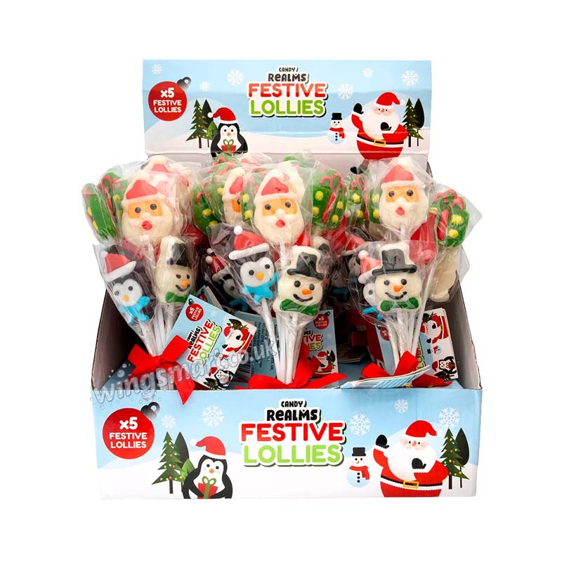 Candy Realms Festive Lollies 5 Pack 50g (Box of 18)