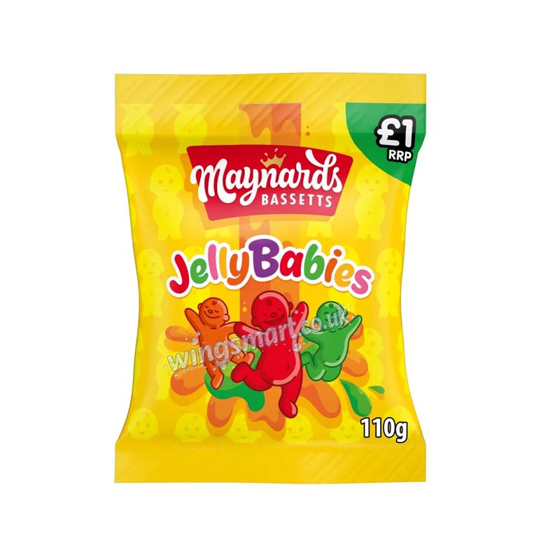 Maynards Bassetts Jelly Babies Sweets Bag 110g (Pack of 10)