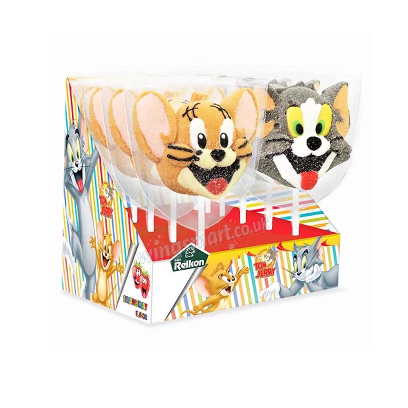 Tom & Jerry Candy Marshmallow Pops 45g (Pack of 12) – Fun Marshmallow Lollipops