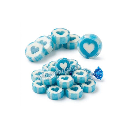 Rock candy Blue Raspberry Hearts 1kg Fullbag