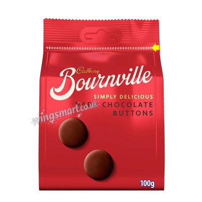 Cadbury Bournville Dark Chocolate Giant Buttons Bag 100g (Pack of 6)