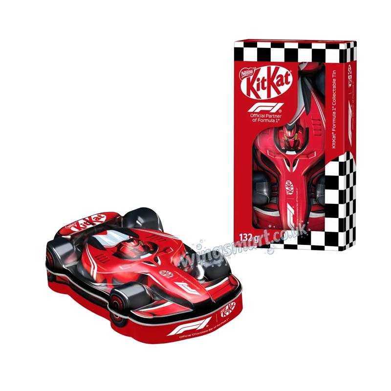 KitKat F1 Milk Chocolate Collectable Tin Car 132g (04 or 08 Packs)