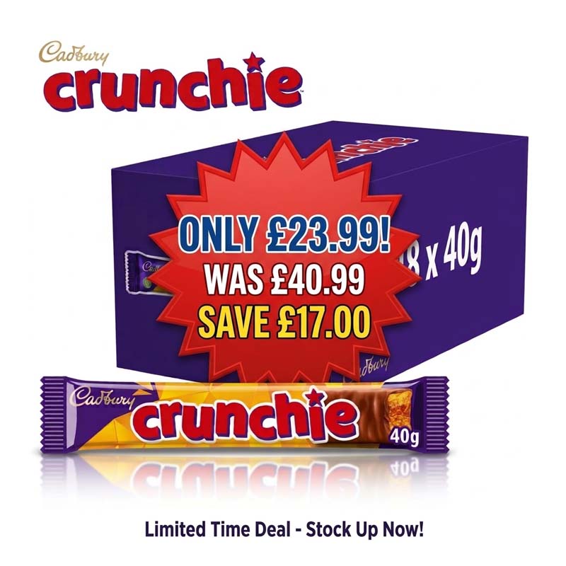 Cadbury Crunchie Chocolate Bar 40g (Pack of 48) Fullbox Offer Price