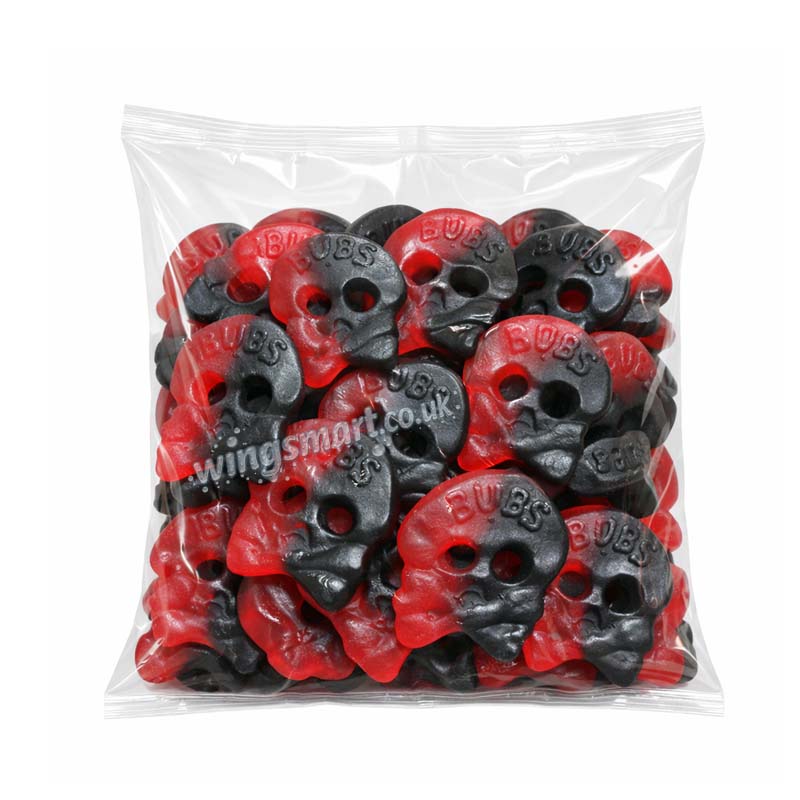 Bubs Vegan Large Liquorice & Raspberry Skulls Pick & Mix Sweets