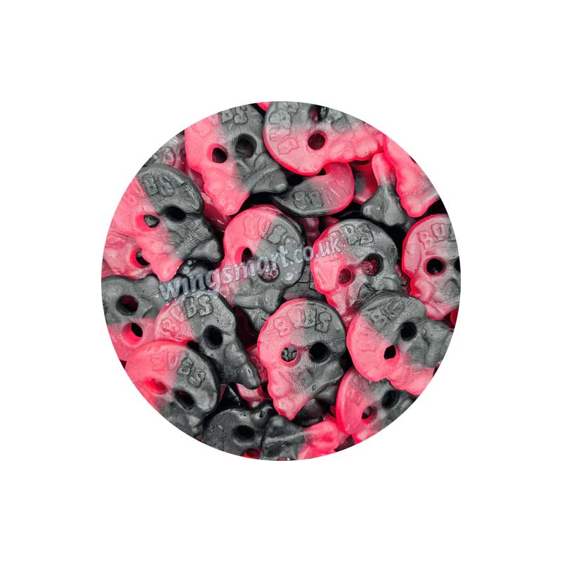 Bubs Vegan Large Liquorice & Raspberry Skulls Pick & Mix Sweets