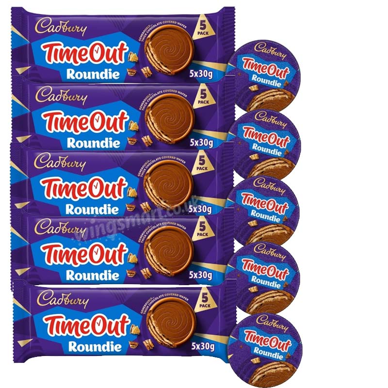Time Out Roundie Chocolate Wafer Bars, 5 x 30 g (Pack of 5)