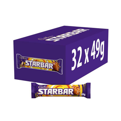 Cadbury Starbar Milk Chocolate Caramel & Peanut Bar 49g (Pack of 32)
