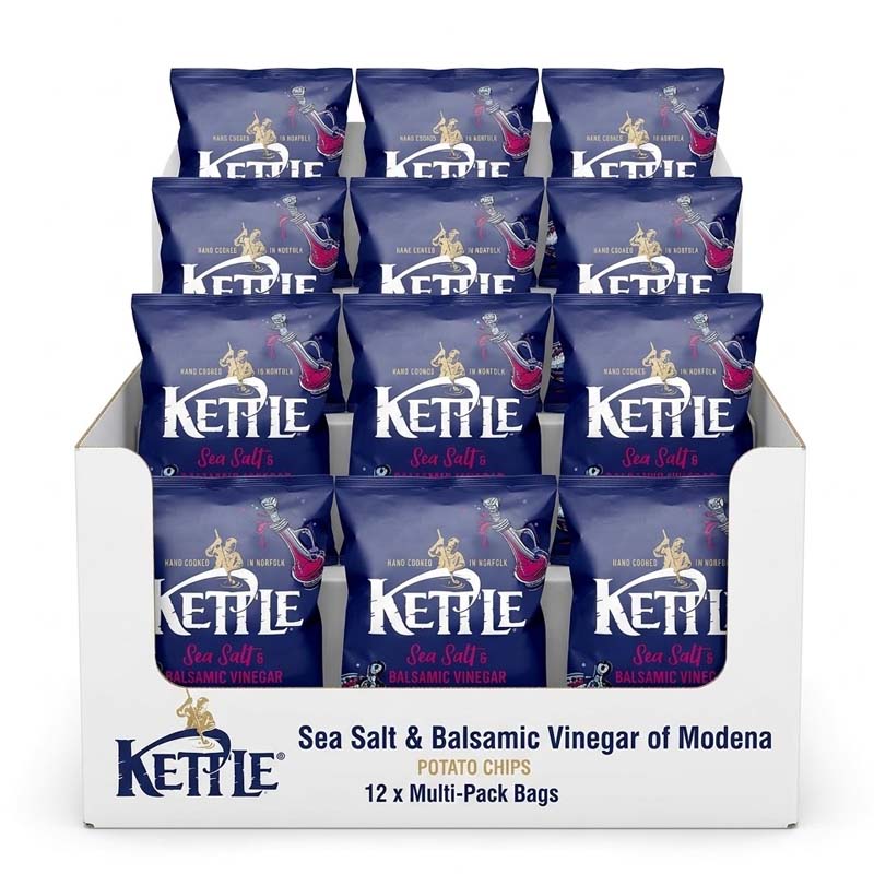 Kettle Sea Salt & Balsamic Vinegar of Modena Potato Chips 80g (Pack of 12)