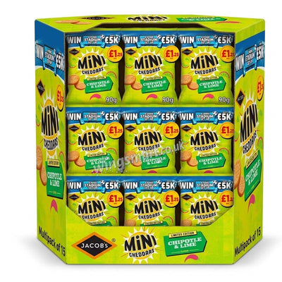 Mini Cheddars Limited Edition Chipotle & Lime Flavour 90g (Pack of 15) Fullbox