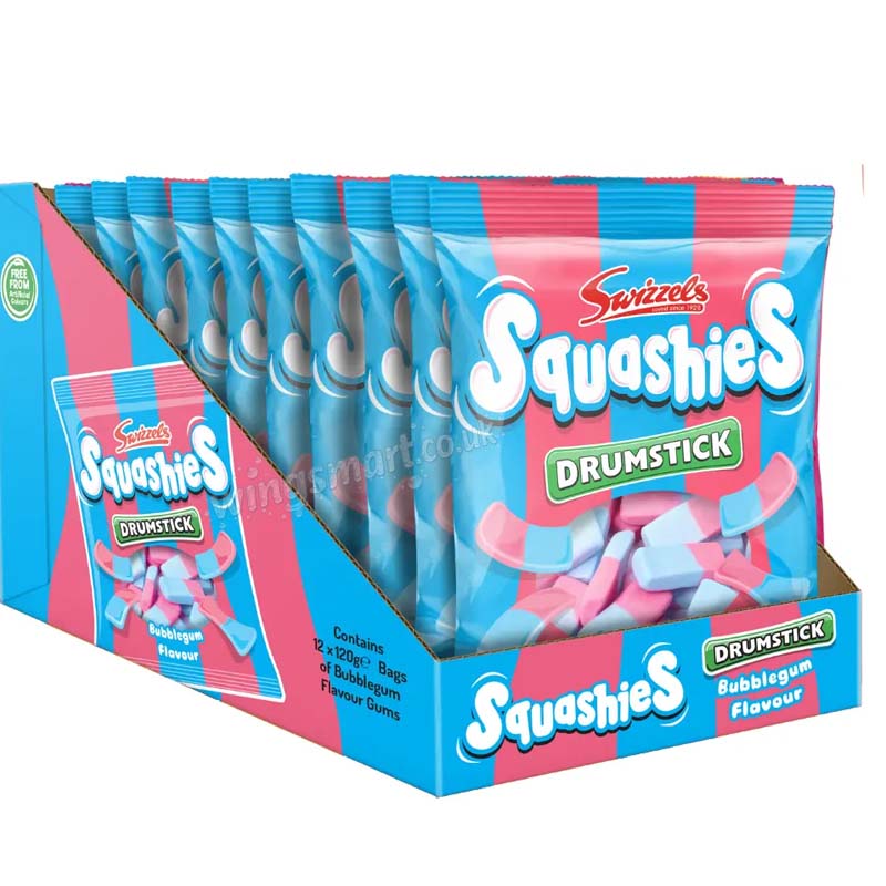 Swizzels Drumstick Squashies Bubblegum Flavour Bag 120g PMP (Pack of 12)