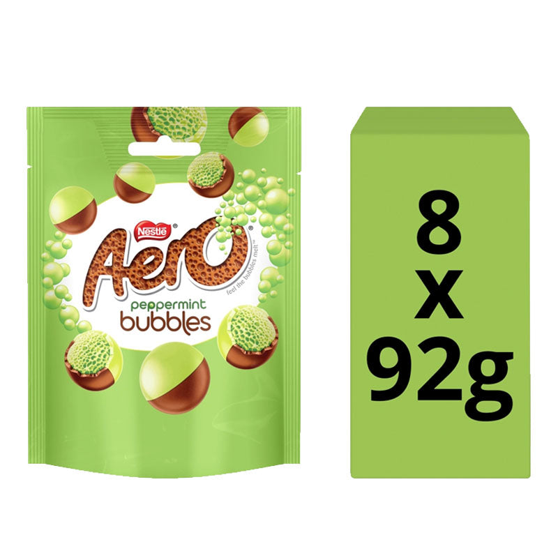 Aero Bubbles Peppermint Milk Chocolate Sharing Bags 92g x 8 Packs | Mint Chocolate Bubbles