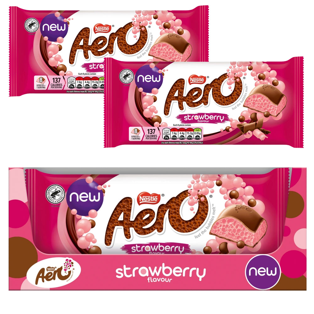 Aero Strawberry Chocolate Sharing Bar 90g (Box of 15)