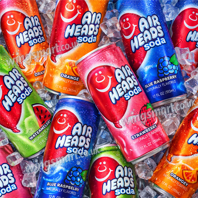 Airheads Soda 355ml Randomly Mixed Flavours Orange Strawberry Blue Raspberry Watermelon