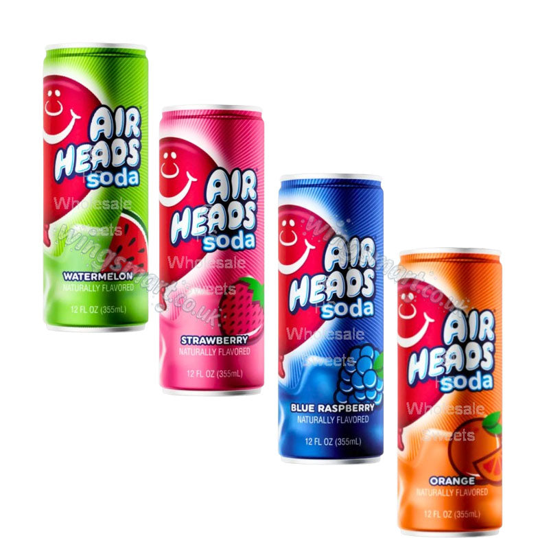 Airheads Soda 355ml Randomly Mixed Flavours Orange Strawberry Blue Raspberry Watermelon