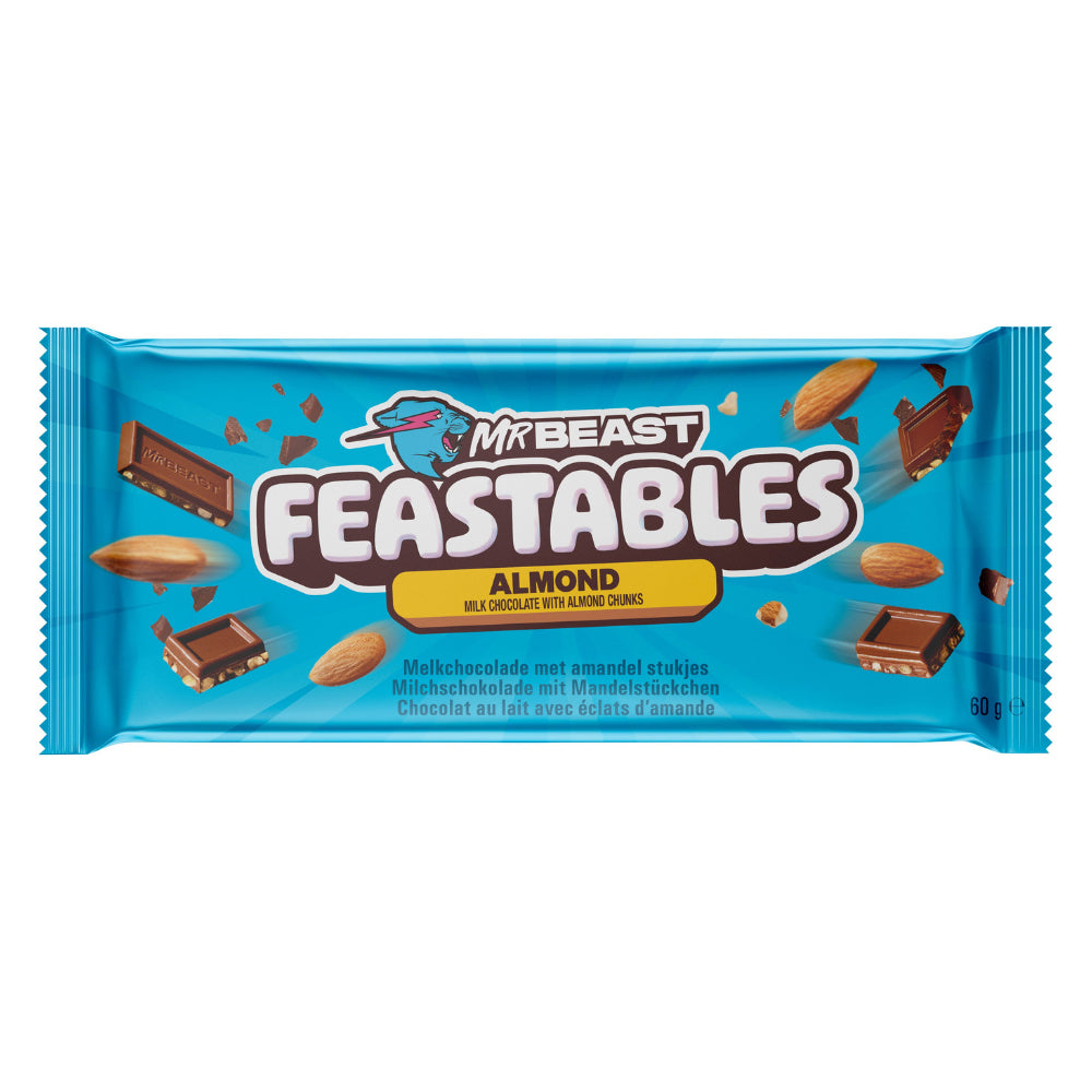 Feastables Mr Beast Almond Milk Chocolate with Almond Chunks Bar 60g (Box of 10)