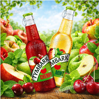 Tymbark Apple Cherry & Apple Mint Drinks 15x250ml – Refreshing Fruit Beverages Glass Bottles