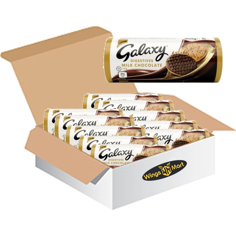 Galaxy Milk Chocolate Digestive Biscuits - 300g x 21 Packs | Smooth, Creamy Delight