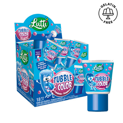 Lutti Tubble Gum Color Tube 35g x 18 Blue Raspberry Bubble Gum Tubes Fun Chewy Candy