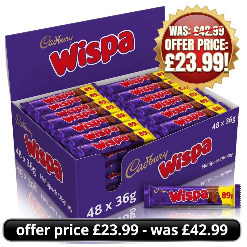 Cadbury Wispa Chocolate Bar 36g PMP (Pack of 48) Fullbox Offer Price