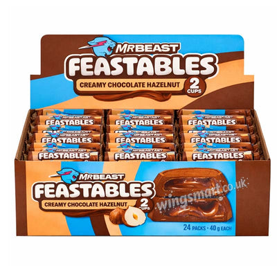 Mr Beast Feastables 2 Creamy Peanut Butter,Chocolate Hazelnut Cups 40g (12 or 24 Packs)