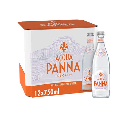 Acqua Panna Still Natural Mineral Water Glass Bottles 750ml (Pack of 12)
