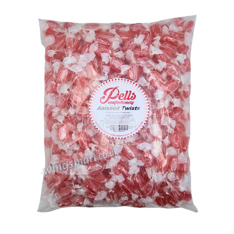 Pells Wrapped Aniseed Twists 3kg | Traditional Aniseed Hard Boiled Sweets