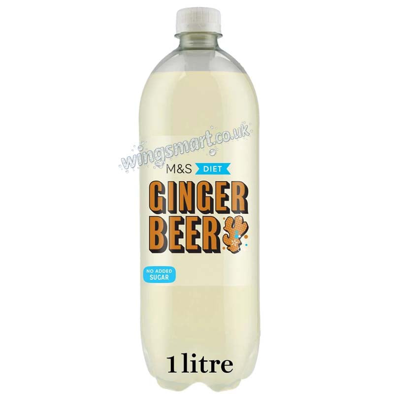 M&S No Added Sugar Diet Sparkling Fiery Ginger Beer 1L (Pack of 6)