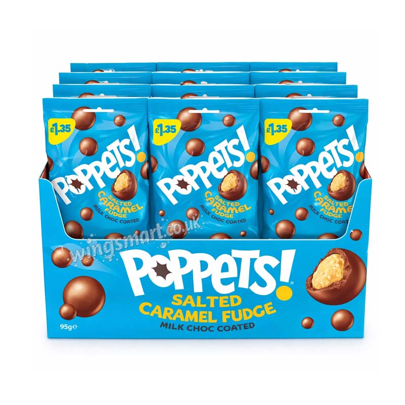 Poppets Salt & Caramel Chocolate Treats 95g (Box of 10 Packs)