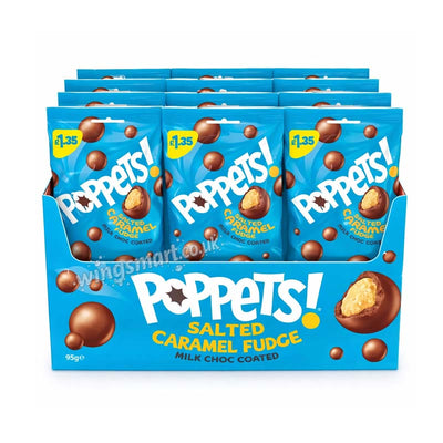 Poppets Salt & Caramel Chocolate Treats 95g (Box of 10 Packs)