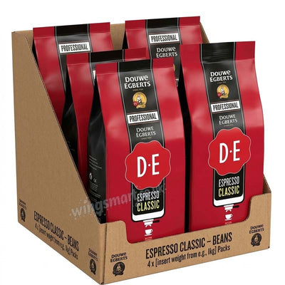 Douwe Egberts Espresso Classic Coffee Beans 1kg (Pack of 4)