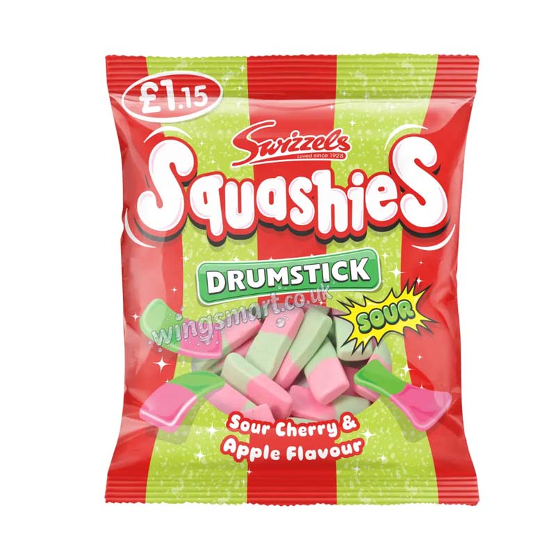Swizzels Drumstick Squashies Sour Cherry & Apple Flavour Bag 120g PMP (Pack of 12)
