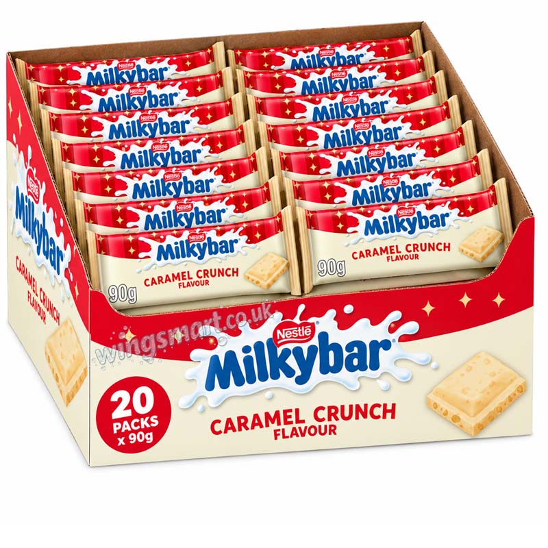 Milkybar Caramel Crunch Flavour White Chocolate Sharing Bar 90g (10 or 20 Packs)