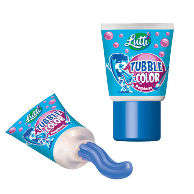 Lutti Tubble Gum Color Tube 35g x 18 Blue Raspberry Bubble Gum Tubes Fun Chewy Candy