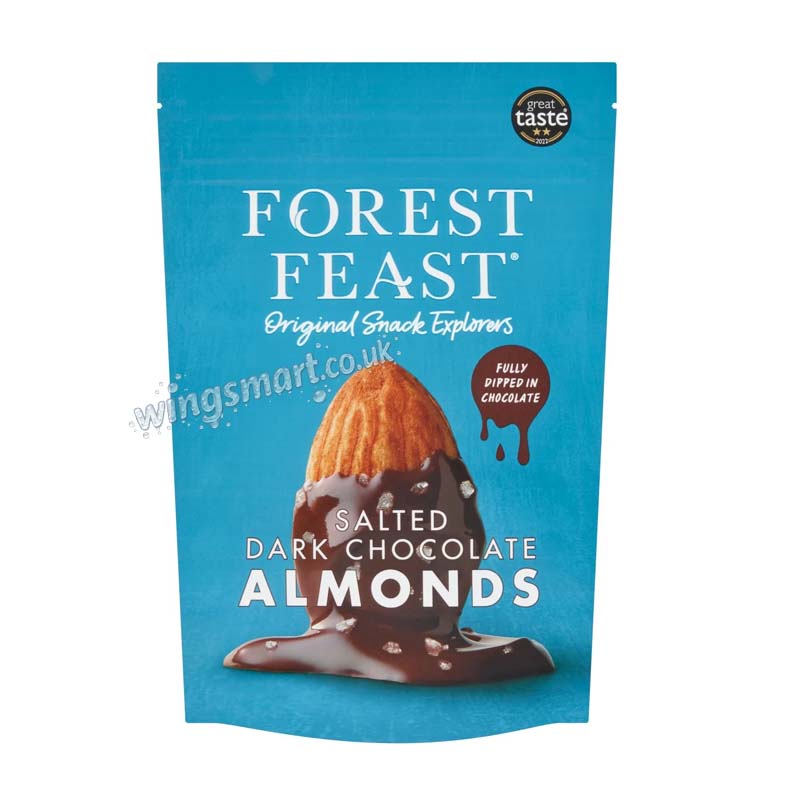 Forest Feast Salted Dark Chocolate Almonds 3 x 120g Premium Chocolate Coated