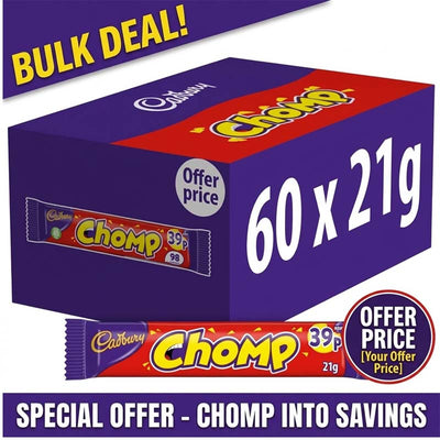 Cadbury Chomp Chocolate Bar PMP 21g (Box of 60) – Full Box Offer