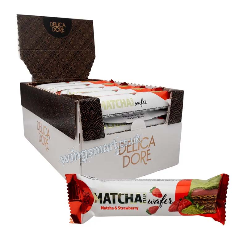 Delicadore Matcha Style Strawberry Wafer Bar 35g (Pack of 24) Fullbox