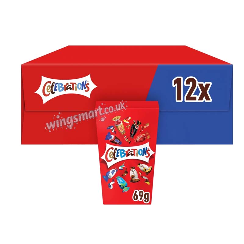 Celebrations Milk Chocolate Mini Box of Chocolates & Biscuit Bars 69g (06 or 12 Packs)