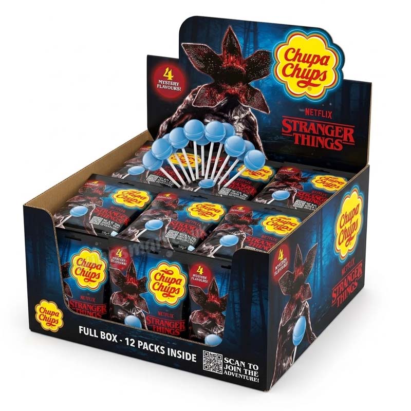 Chupa Chups Stranger Things 4 Mystery Flavours Lollipops 120g (Pack of 12)