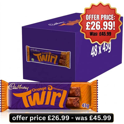 Cadbury Twirl Orange Chocolate Bar 43g (Pack of 48) Fullbox Offer Price