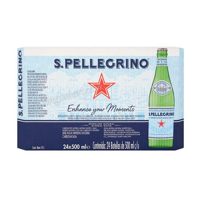 San Pellegrino Sparkling Natural Mineral Water Glass Bottle 500ml (Pack of 24)