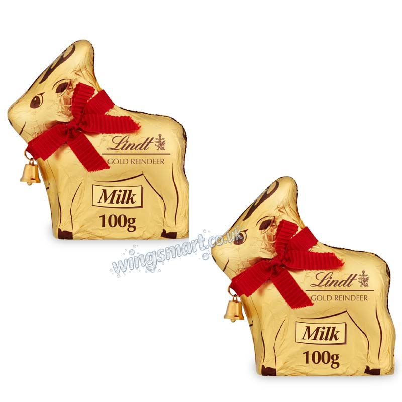 Lindt Gold Reindeer Christmas Milk Chocolate 100g (Pack of 2)