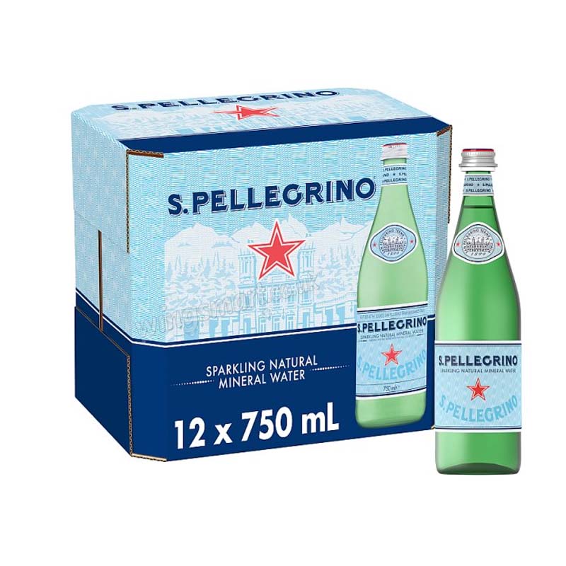 San Pellegrino Sparkling Natural Mineral Water Glass 750ml (Pack of 12)