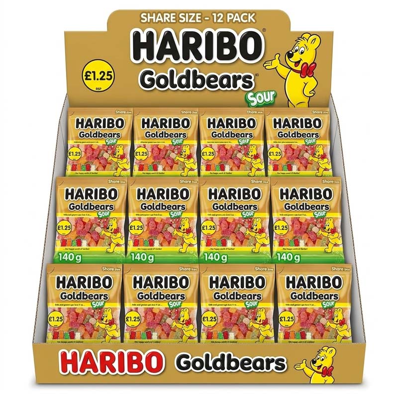HARIBO Goldbears Sour 140g PMP (Pack of 12)