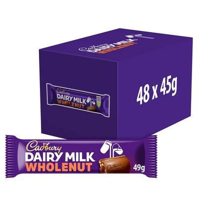 Cadbury Dairy Milk Whole Nut Chocolate Bar 45g (Pack of 48) – Full Box Offer