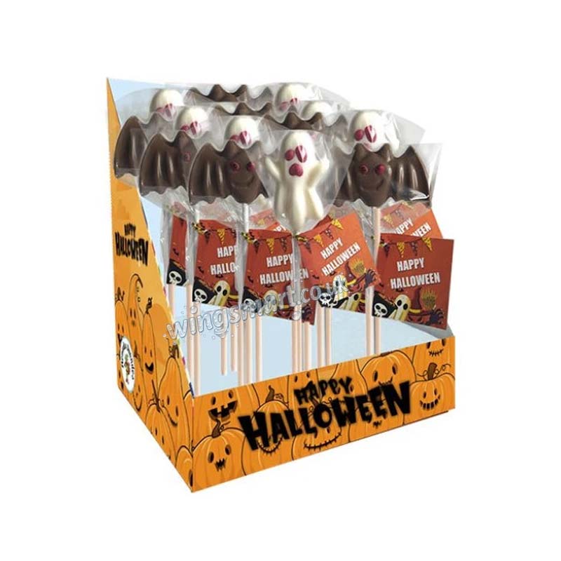 Bat & Ghost Chocolate Lollipop Assortment 20g (Pack of 18) Halloween