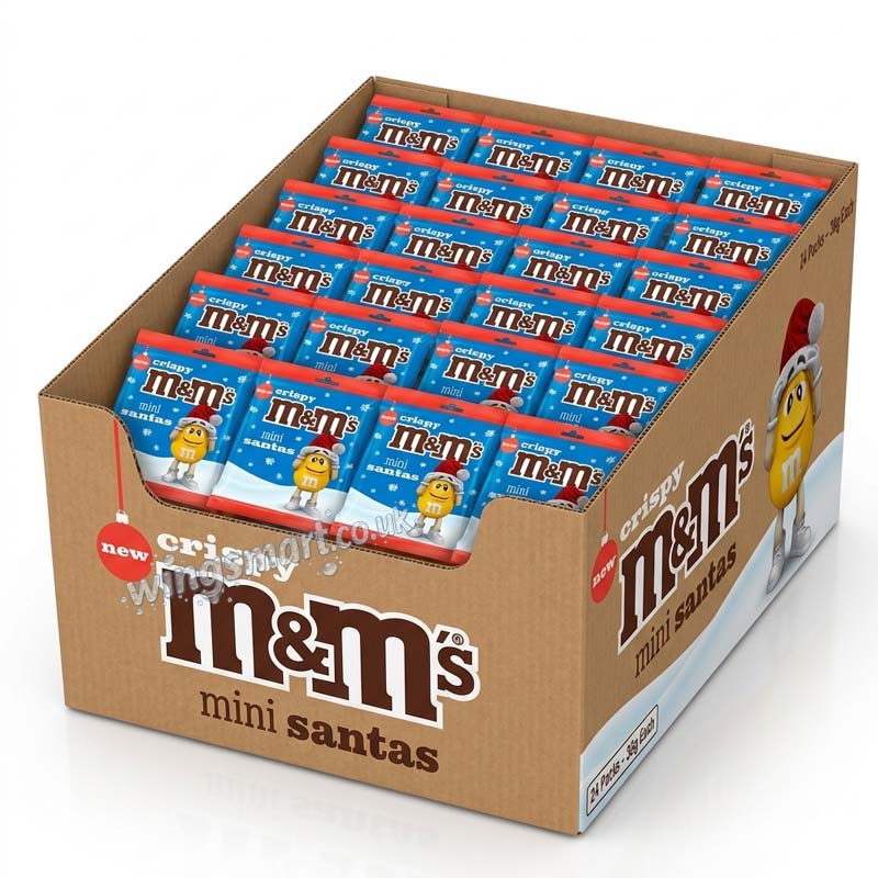 M&M's Christmas Mini Santa Chocolate Bag 55g (12 Or 24 Packs)